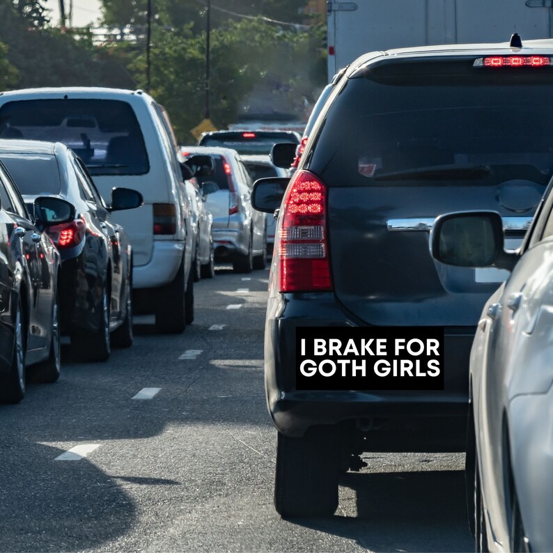 I Brake For Goth Girls, Meme Bumper Sticker, Bumper Sticker, Free Shipping image 8