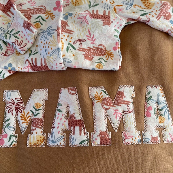 Mama Embroidered Baby Clothes Keepsake Applique Sweatshirt Mama Sweatshirt Gift for Her, Mothers Days Gift, Matching hoodie Custom Mum Shirt