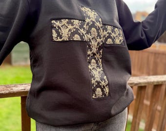 Patchwork Handmade Christ Faith Sweatshirt