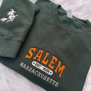 Salem Massachusetts Witch Company  Embroidered Sweatshirt, Witch Halloween Embroidered Hoodie, Halloween Crewneck, Vintage Sweatshirt