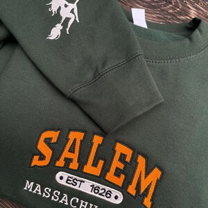 Embroidered Hoodie, Halloween Crewneck, Vintage Sweatshirt
