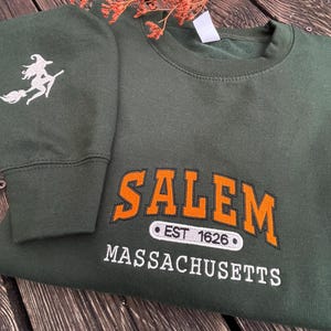 Salem Massachusetts Witch Company  Embroidered Sweatshirt, Witch Halloween Embroidered Hoodie, Halloween Crewneck, Vintage Sweatshirt