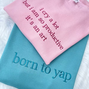 Custom Text/ Slogan Embroidered Sweatshirt | Personalised crew neck for unisex style, Add your text here sweatshirt. Custom embroidered logo