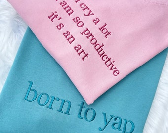 Custom Text/ Slogan Embroidered Sweatshirt | Personalised crew neck for unisex style, Add your text here sweatshirt. Custom embroidered logo