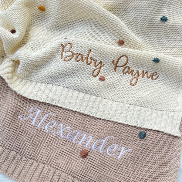 Baby Blanket Embroidery, Custom Baby gift, Newborn gift,Personalized Name, Babyname, baby name gift Newborn, Soft baby naming Cotton Knit