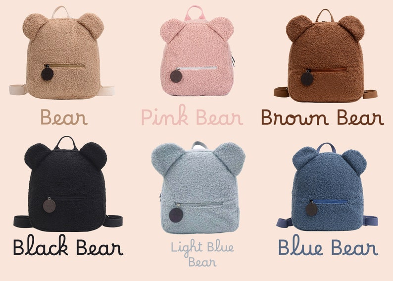 Personalized Embroidery Teddy Bear Backpack, Back to school accessories, Lightweight Children Bag, Plush, Cute bear for kids