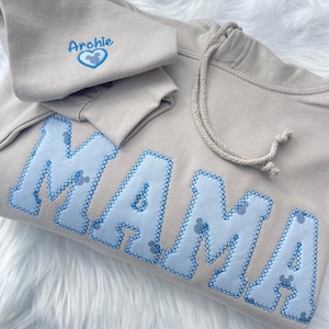 Sudadera con apliques de recuerdo para bebé bordada con diseño de mamá, regalo para ella, regalo para el Día de la Madre, sudadera a juego, sudadera personalizada para mamá