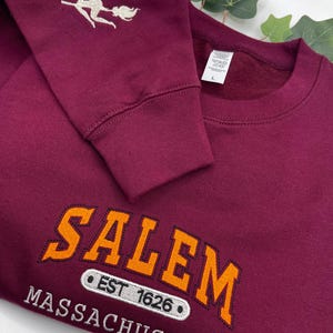 Salem Massachusetts Witch Company  Embroidered Sweatshirt, Witch Halloween Embroidered Hoodie, Halloween Crewneck, Vintage Sweatshirt