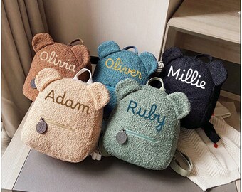 Teddy Bear Backpack Toddler backpack, custom name backpack Embroidered bag Embroidered kids backpack Toddler Backpack Custom name kids bag