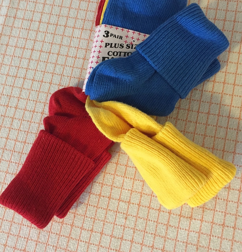 size Large vintage 1990/'s 3 Pairs Anklets Primary Colors