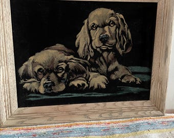 Vtg velvet frame art