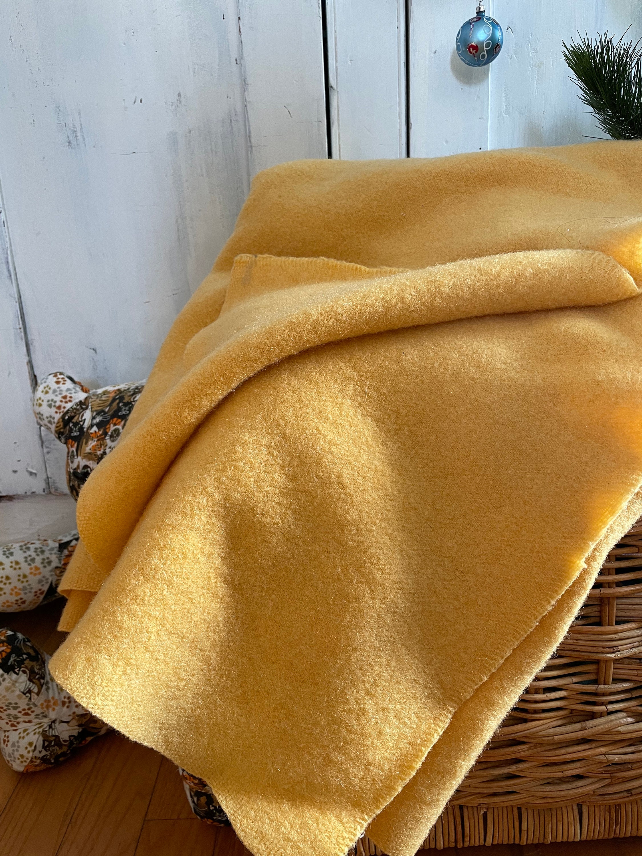Vintage yellow wool blanket