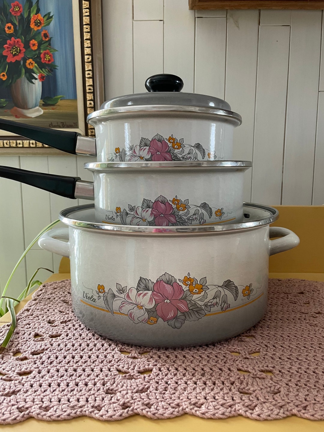 Vintage Enamel Cookware Set - Etsy