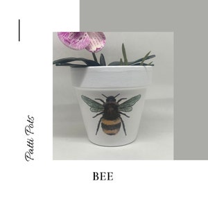 Biene Hand bemalt und Decoupage Terrakotta Blumentopf