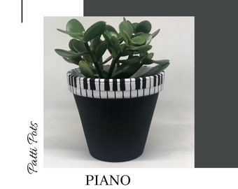 Piano Hand Painted Terracotta Plant Pot