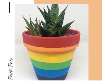 Rainbow Hand Painted Plant Pot