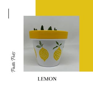 Lemon Decoupage Hand Painted Terracotta Plant Pot