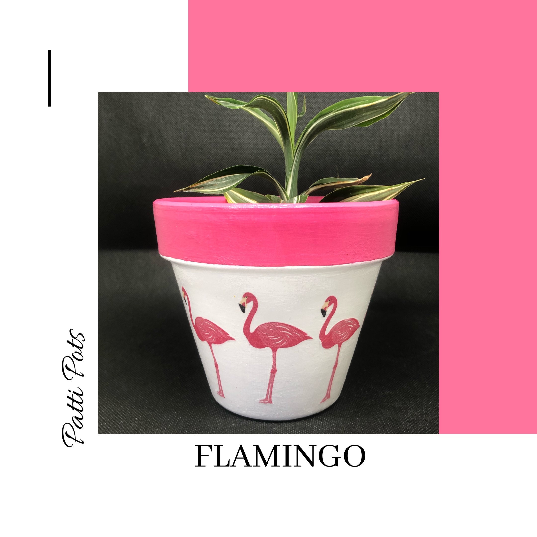 Flamingo Decoupage Hand Painted Terracotta Plant Pot - Etsy