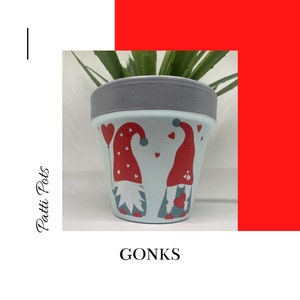 Gonk Decoupage handbemalter Terrakotta-Blumentopf