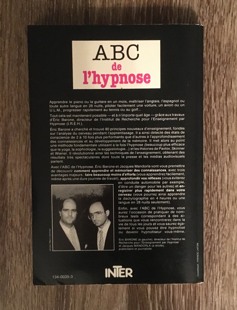 ABC de l'hypnose développez votre mémoire et vos connaissances Français Broché de Eric Barone Jacques Mandorla french book on hypnosis image 2