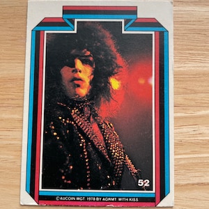 Carte KISS 1978 Carte de collection Paul Stanley numéro 52 Carte Kiss vintage Cartes à collectionner Kiss Carte Aucoin MGT par AGRMT # 52 pièces de puzzle au dos