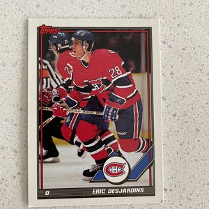 Carte de hockey Eric Desjardins TOPPS numéro 14 Canadiens de Montréal 1991-92Ligue nationale de hockey Topps LNH