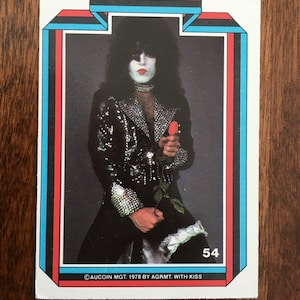 Carte KISS 1978 Carte collector Paul Stanley numéro 54 carte Kiss vintage Cartes à collectionner Kiss Aucoin MGT Carte puzzle par ARGMT Paul Stanley #54