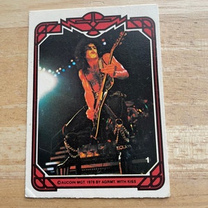 Carte KISS 1978 Carte de collection Paul Stanley numéro 1 Carte Kiss vintage Cartes à collectionner Kiss Carte Aucoin MGT par AGRMT Kiss #1