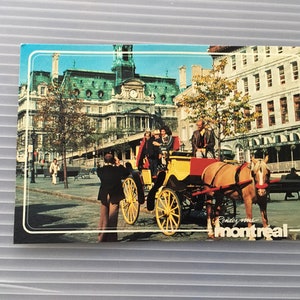 Vintage Postcards picture postcard Montreal Quebec Canada  postcard collection old Montreal Caleche horse buggy ride Rendez-vous Montreal