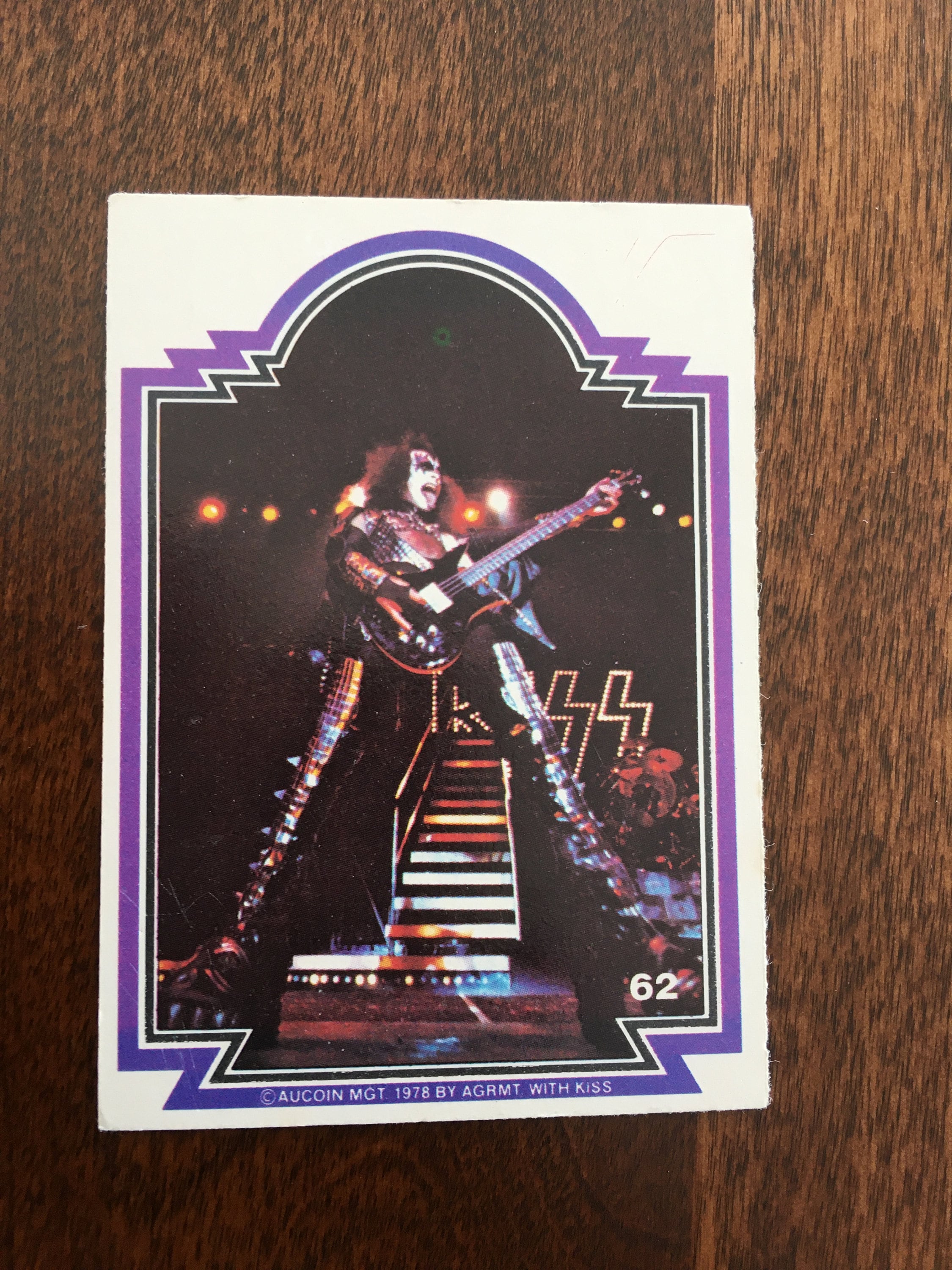 KISS Card 1978 Collector Card Gene Simmons Number 62 Vintage