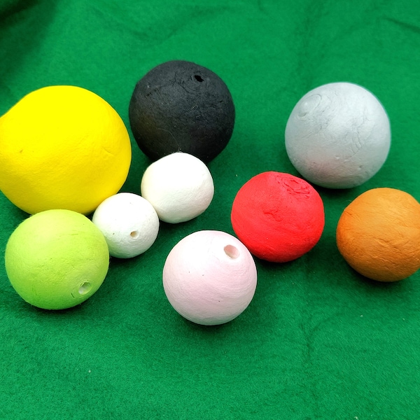 Boules de coton différentes tailles et couleurs 50 pièces