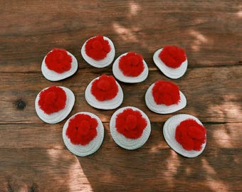 Mini Schwarzwaldhüte – Bollenhut 10 Stück | 7 × 6 cm | Bastel- & Deko-Set, Schwarzwald-Motiv