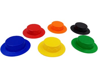 Chapeau décoratif chapeau d'été en plastique 6 cm 20 pièces de différentes couleurs
