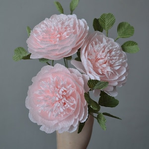 Pink Paper Peonies, Crepe Peony, Paper Flowers, Fake Bridal Flowers,Paper Peonies Anniversary, Large Paper Flower, Event Decoration