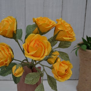 Paper Roses Bouquet, Yellow Bridesmaid Bouquet, Artificial Yellow Bouquet, Bridal Paper Bouquet, Custom Bouquet, Wedding Decor, Fake Roses
