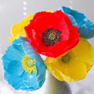 Peonies Paper Flowers Bouquet Bright Bouquet Of Crepe Paper Wildflowers Eternal Flowers Thank You Gift Artist Paper Poppy Wall Art DND