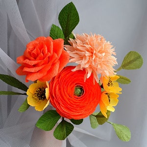 Papieren bloemstuk, heldere kunstbloemen, crêpepapier boeket verjaardagscadeau, gemengde crêpepapier bloemen voor vaas, jubileumcadeau