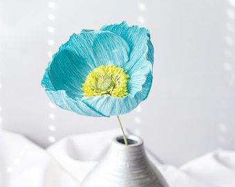 Coral Paper Poppies Blue or any color Crepe Paper Flower Artificial Wedding Flower Wedding Paper Decor Baby Flowers