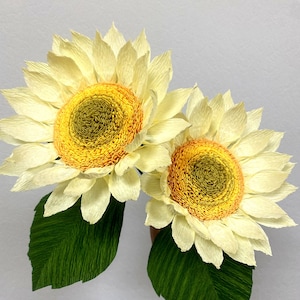 Yellow Crepe Paper Sunflower, Bright Paper Bouquet Sunflowers, Artificial Flower Arrangement, Anniversary Gift For Her, Handmade Wildflowers