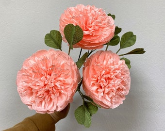 Pink Paper Peonies, Crepe Peony, Paper Flowers, Fake Bridal Flowers,Paper Peonies Anniversary, Large Paper Flower, Event Decoration
