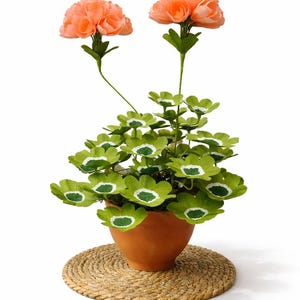 Géranium en papier pêche corail, sculpture de plantes en papier, cadeau pour jardinier, cadeau pour maman, jardin d'hiver, cadeau d'anniversaire en papier