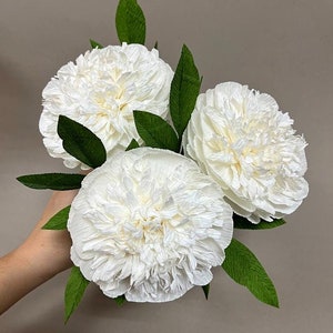 White Paper Peonies, Crepe Peony, Paper Flowers, Fake Bridal Flowers,Paper Peonies Anniversary, Large Paper Flower, Event Decoration