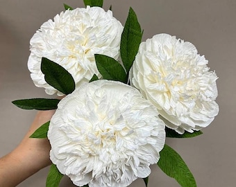 White Paper Peonies, Crepe Peony, Paper Flowers, Fake Bridal Flowers,Paper Peonies Anniversary, Large Paper Flower, Event Decoration