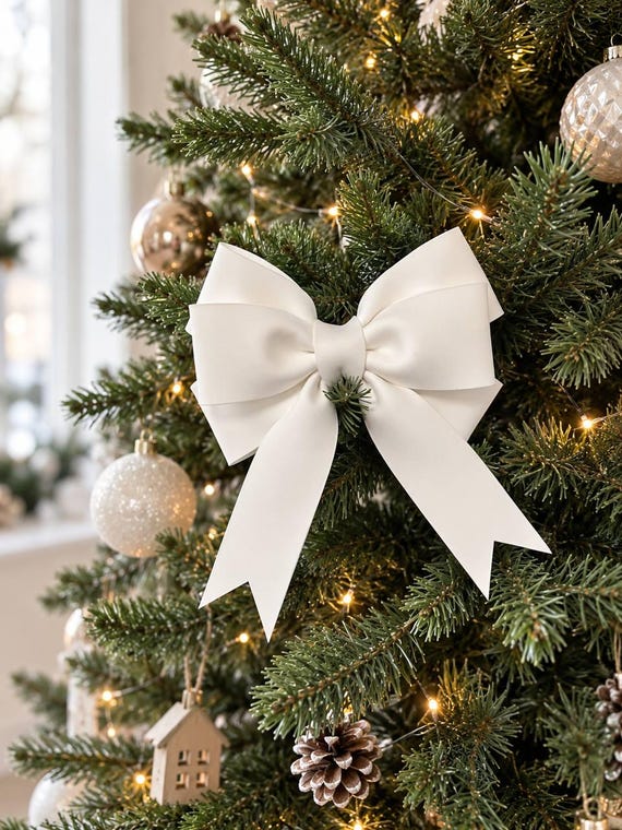 Weißer Schleifen-Weihnachtsbaumschmuck
