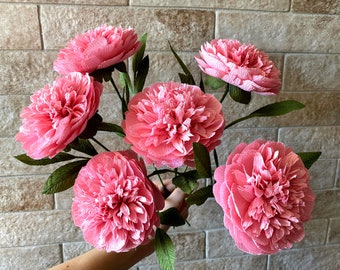 Pink Peonies Birth Paper Flower Bouquet, Birthday Gifts Paper Peonies, Artificial Flower Arrangement, Paper Anniversary, Artificial Bouquet