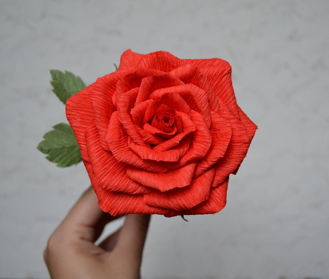 Red Roses Paper Handmade Bouquet Anniversary Gift Wedding Etsy