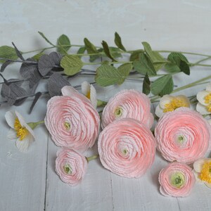 Crepe Paper Flowers, Pink Paper Ranunculus, Fake Bridal Flowers, Large Paper Flower, Luxury Flower Gift, Bouquet Her, Unique Paper Bouquet image 6