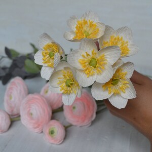 Crepe Paper Flowers, Pink Paper Ranunculus, Fake Bridal Flowers, Large Paper Flower, Luxury Flower Gift, Bouquet Her, Unique Paper Bouquet image 7