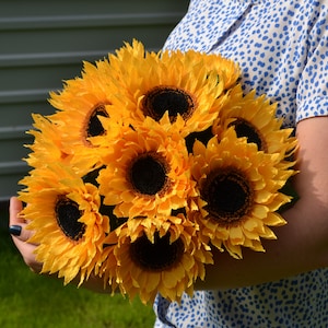 Bouquet de mariage de tournesol, Tournesols en papier, bouquet de mariée rustique, décoration de mariage champêtre, fleurs en papier crêpe