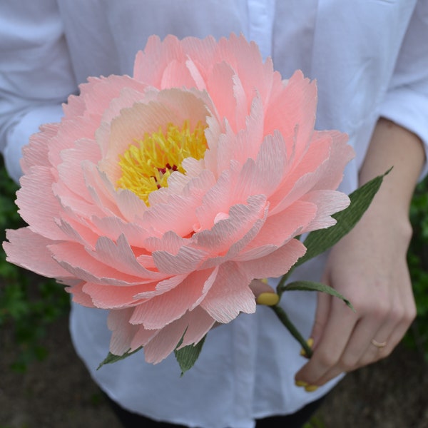 Big Pink Paper Peony, Crepe Paper Peony, Paper Flowers, Fake Bridal Flowers,Paper Peonies Anniversary, Large Paper Flower, Event Decoration